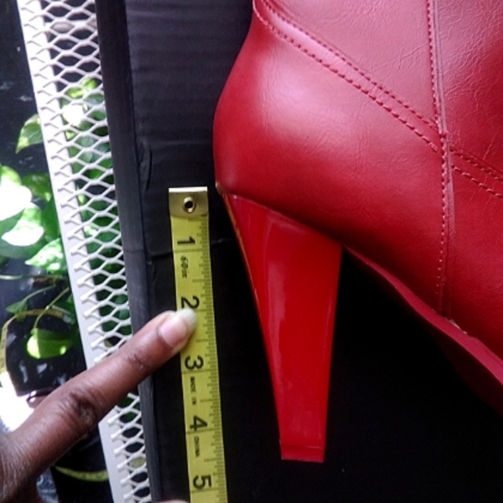 Dolls Kill Red Pointed-Toe Mid-Calf Heeled Boots - Picture 4 of 16